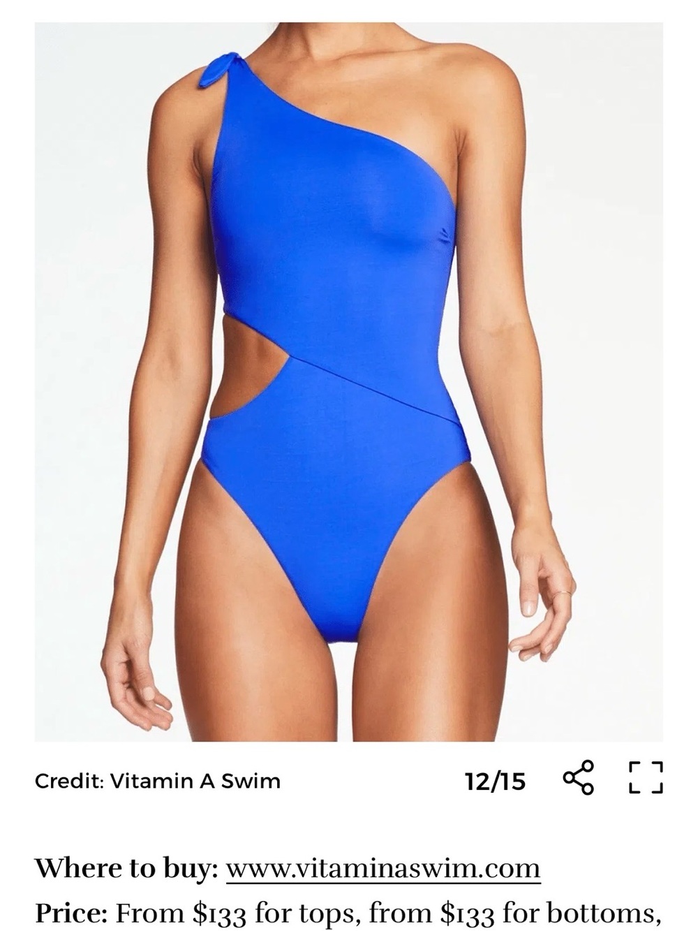 Vitamin A One-Shoulder Knot Swimsuit in Royal Blue XXL